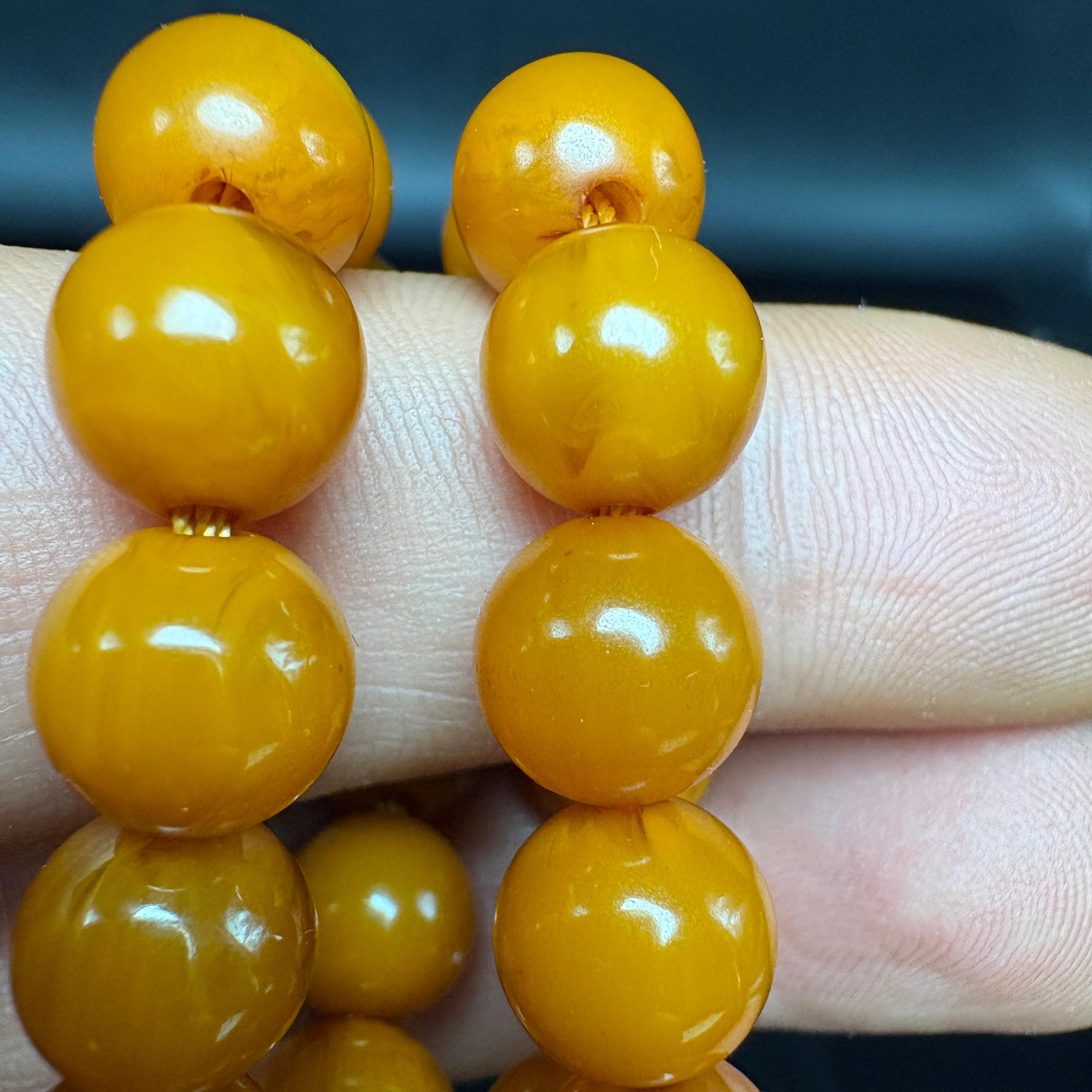 Antique Marbled Orange Catalin Tesbih 33.85 g (1.19 oz) | Rare Swirl Catalin Prayer Beads - image 4