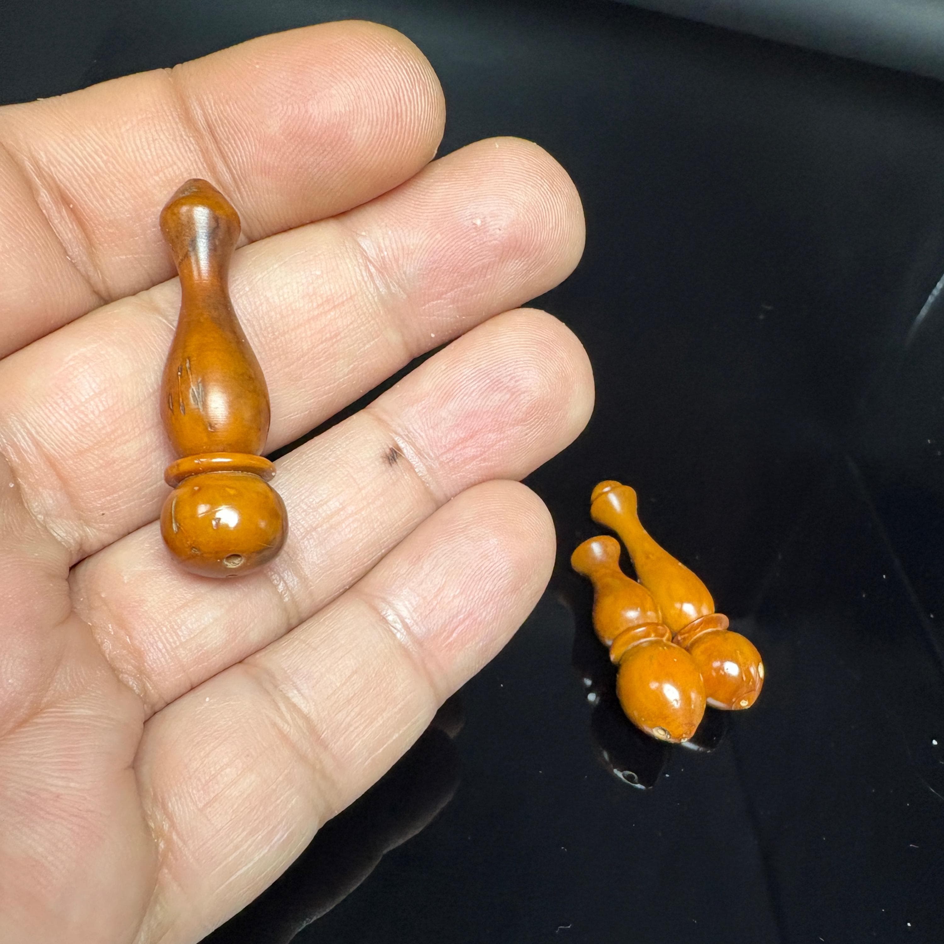 Set of 3 Handmade Kuka Imames – Vintage Prayer Bead Finials – Double Hole Parts - image 5