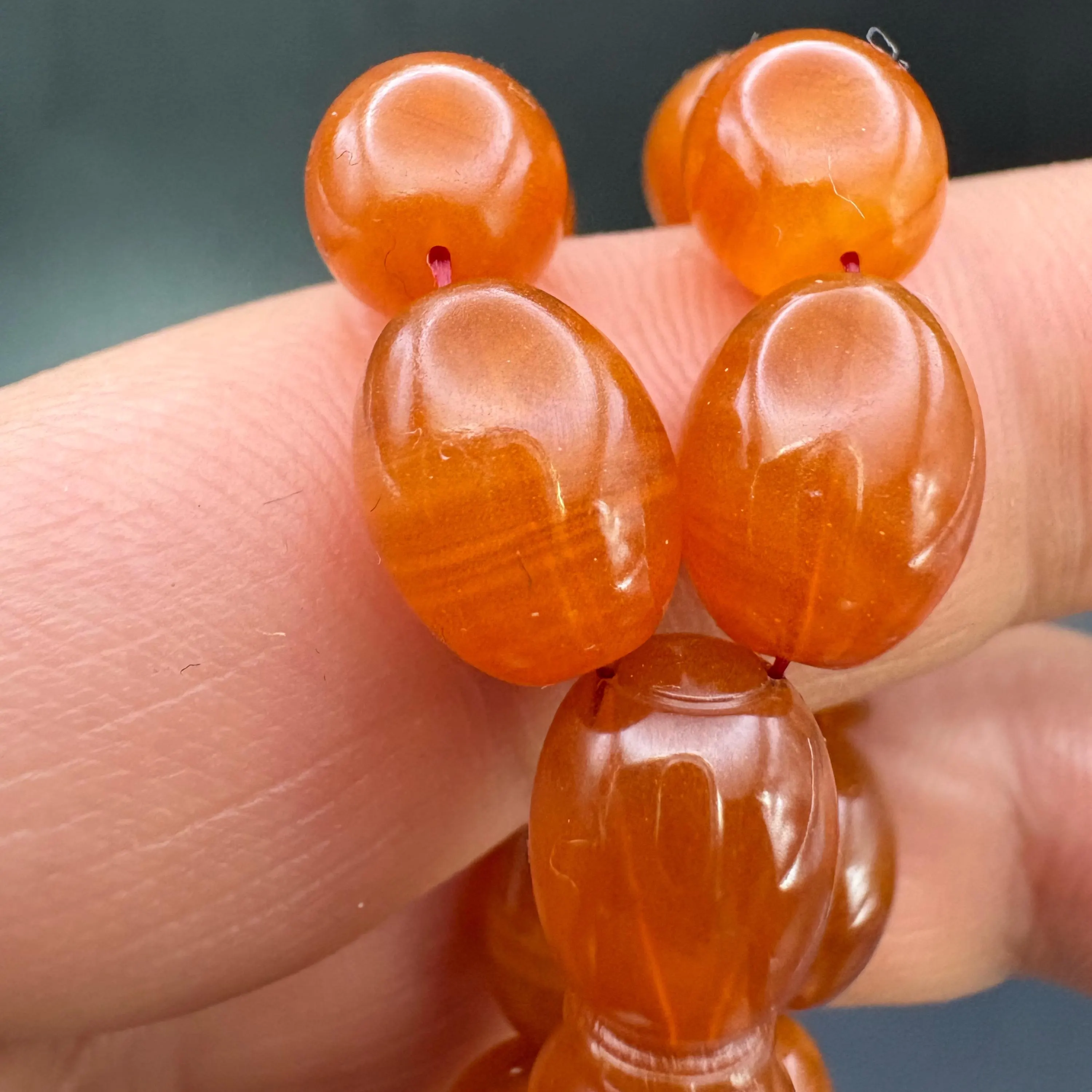 Orange Cherry-Aging Bakelite Tesbih, New Faturan Prayer Beads - image 5