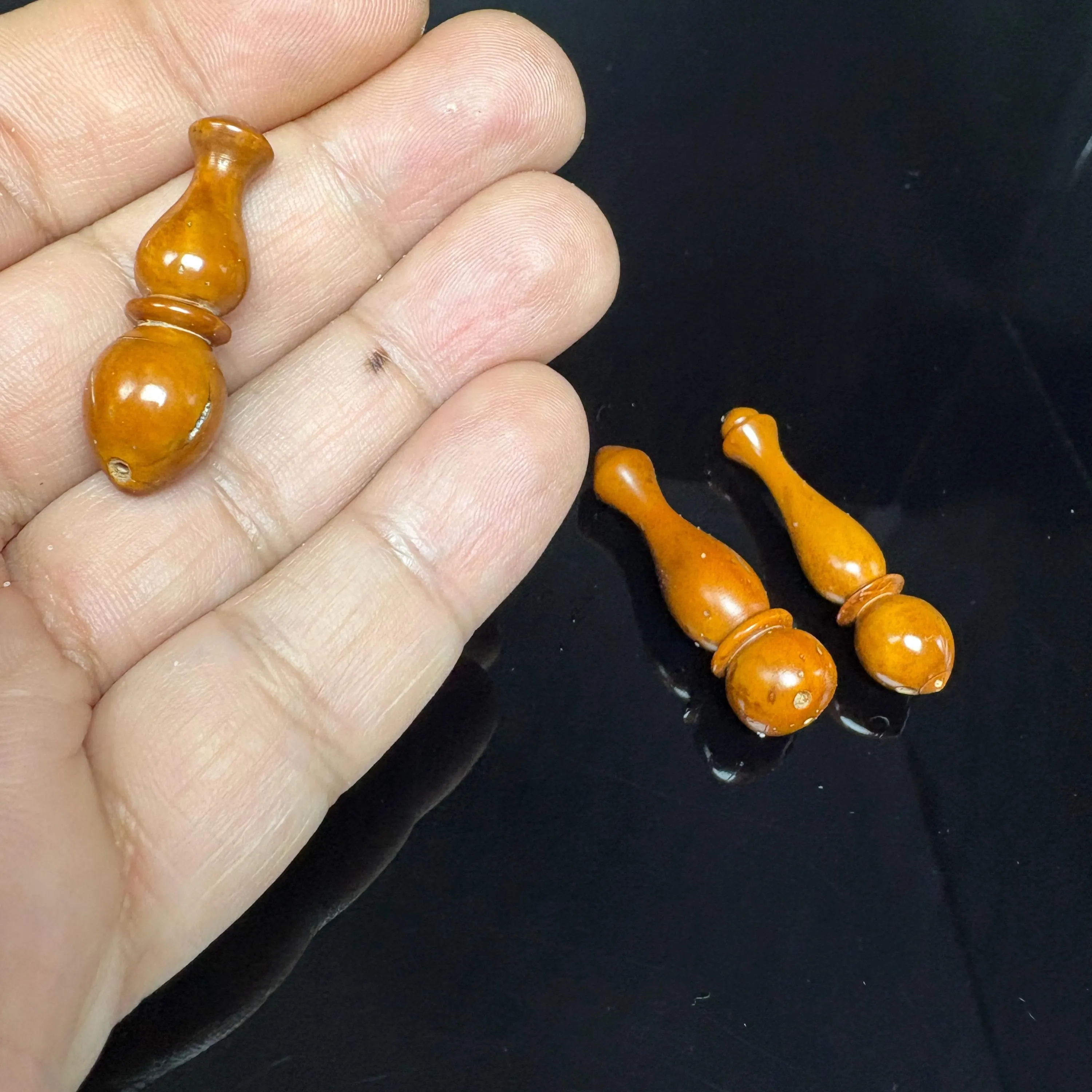 Set of 3 Handmade Kuka Imames – Vintage Prayer Bead Finials – Double Hole Parts - image 4