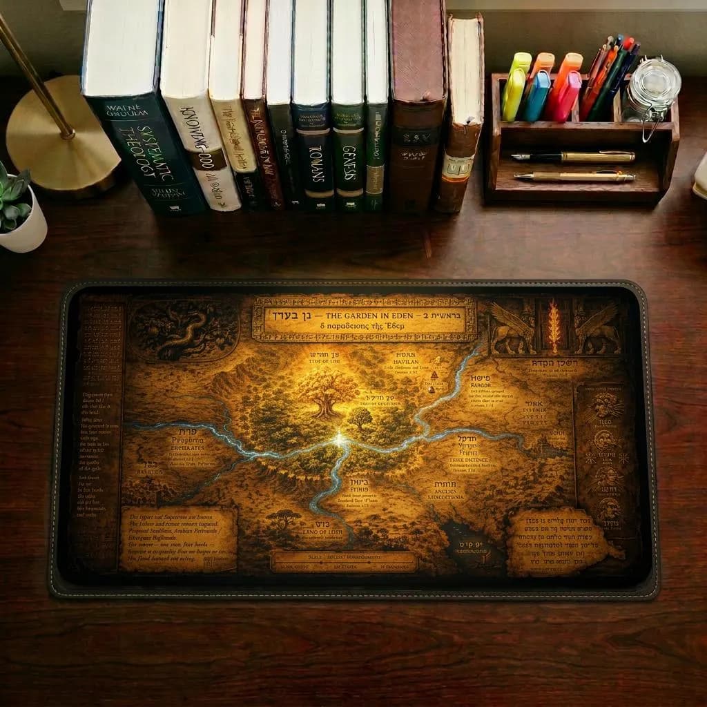 Garden of Eden Map Desk Mat | Four Rivers of Eden | Genesis 2 | Ancient Cartography | Museum Inspired Collection | Once Piece Mouse Pad