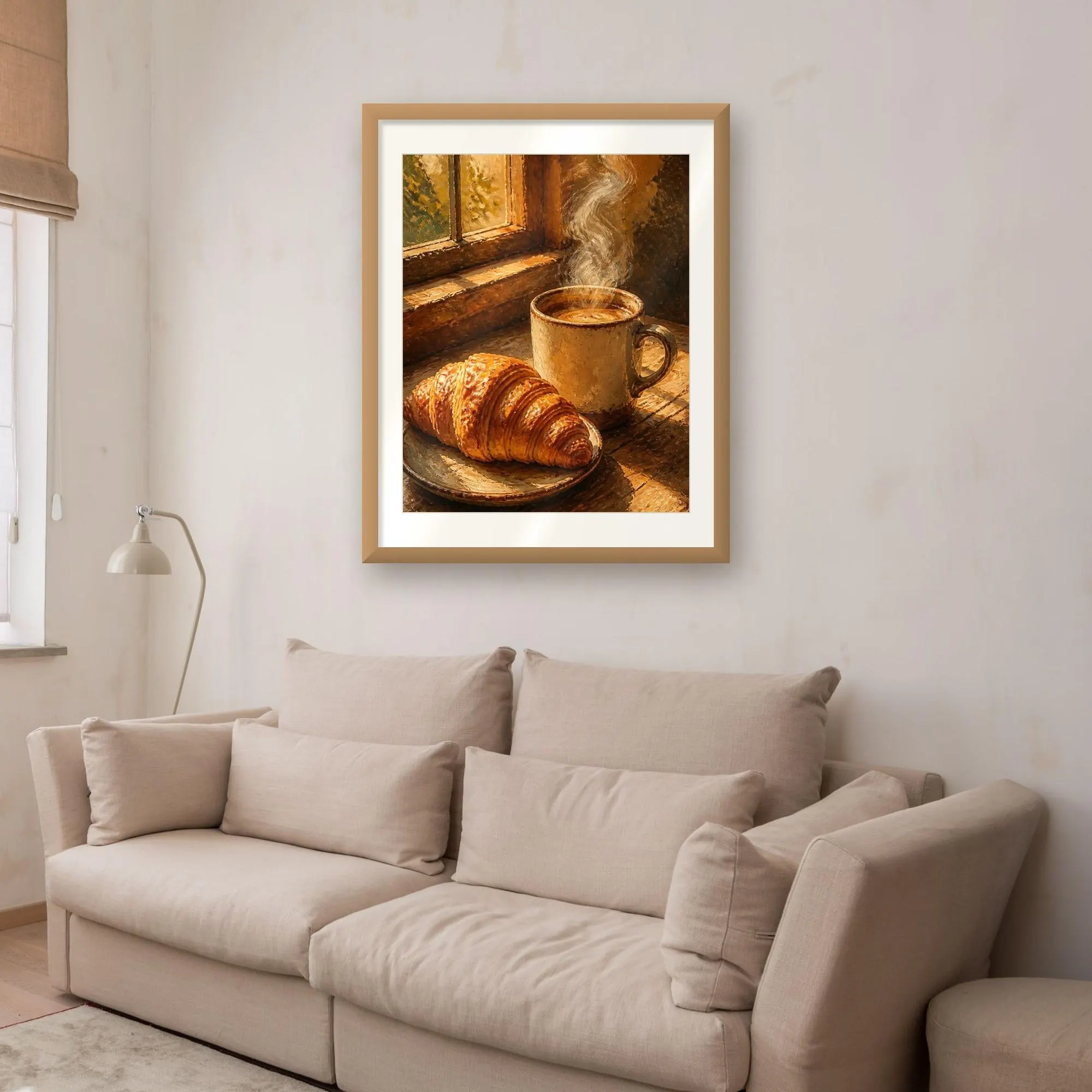 Coffee and Croissant Print, Morning Coffee Oil Painting, Kitchen Wall Art, Coffee Bar Decor, Cozy Cafe Art, Printable Wall Art, Download - image 3