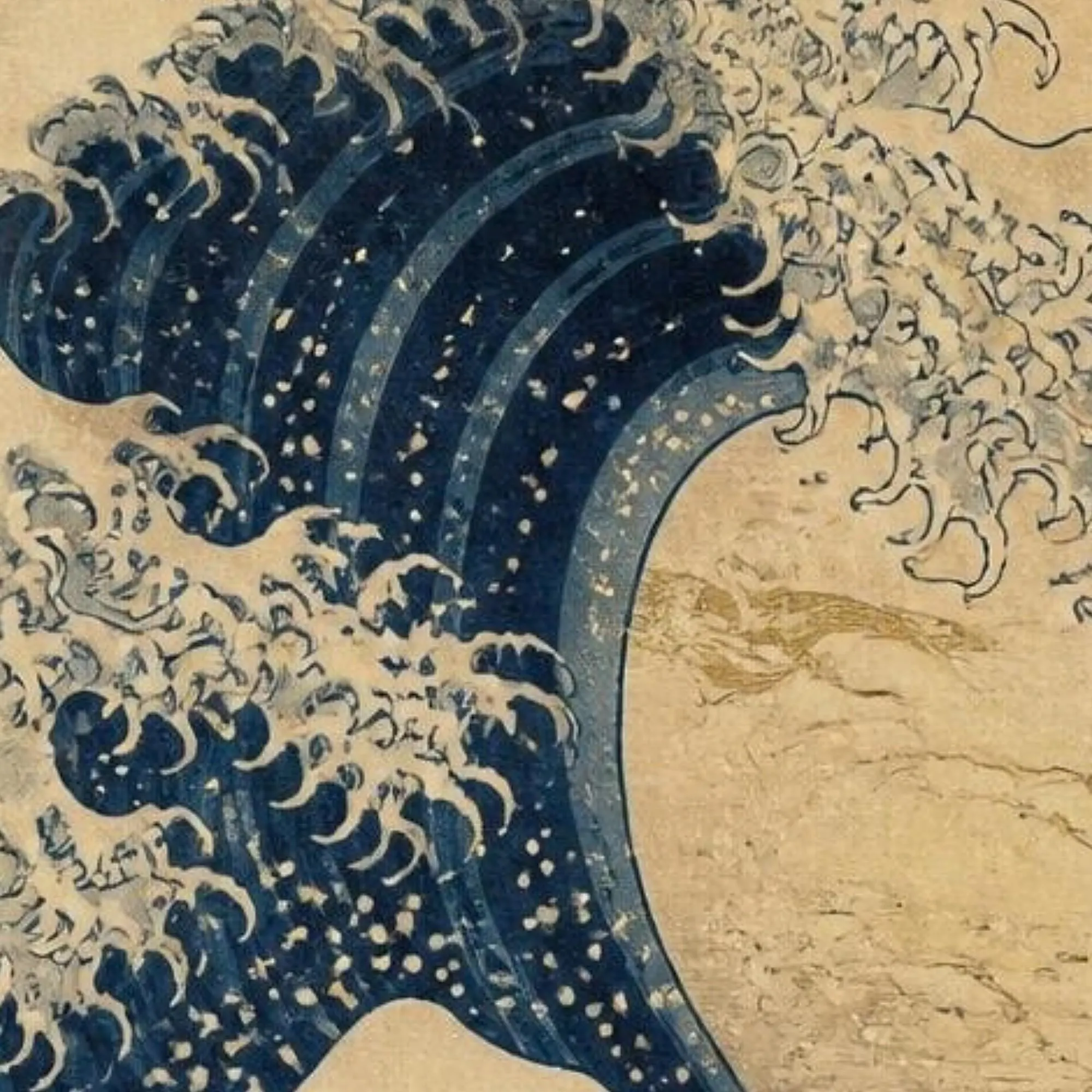 Great Wave Japanese Wall Art Print, Vintage Japanese Woodblock Poster, Navy and Beige Ocean Wave Art, Printable Wall Art, Digital Download - image 5