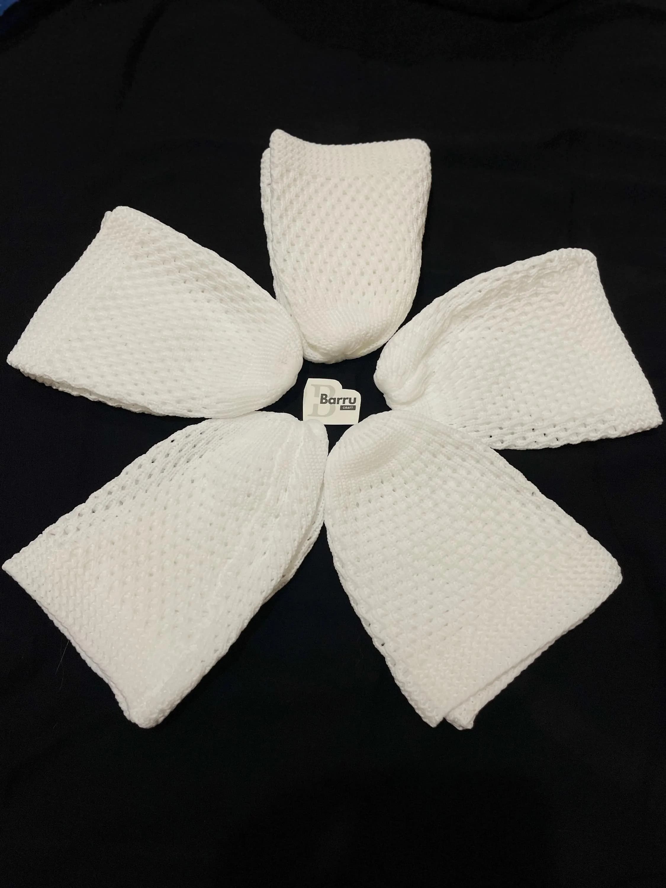 White Nylon Kufi Cap, Muslim Prayer Hat, Stretchy Head Cover - image 4