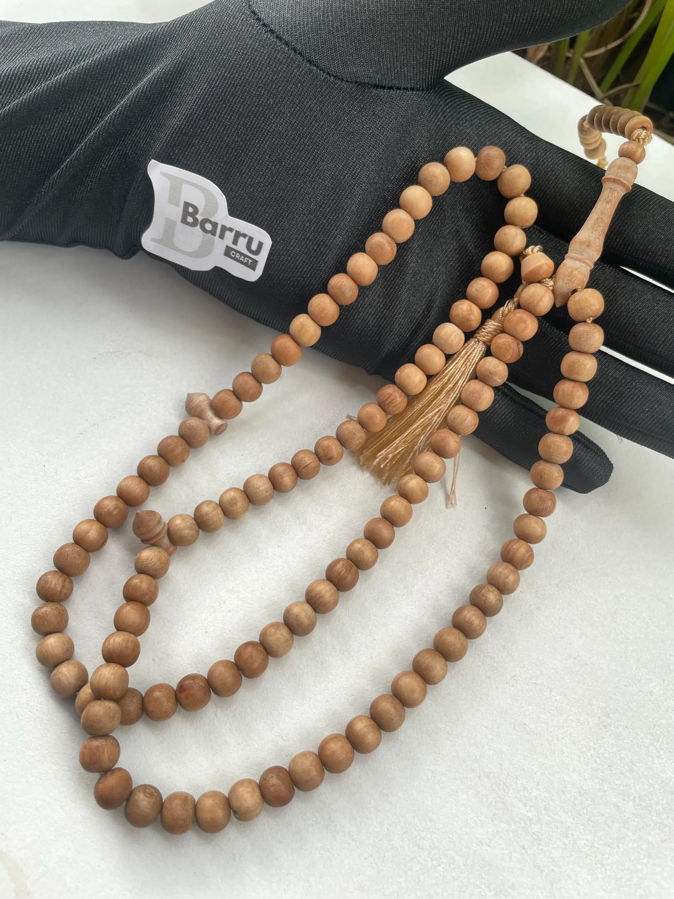 Brown Wood Tasbih, Prayer Beads, Natural Sandal Wood 99 Misbaha