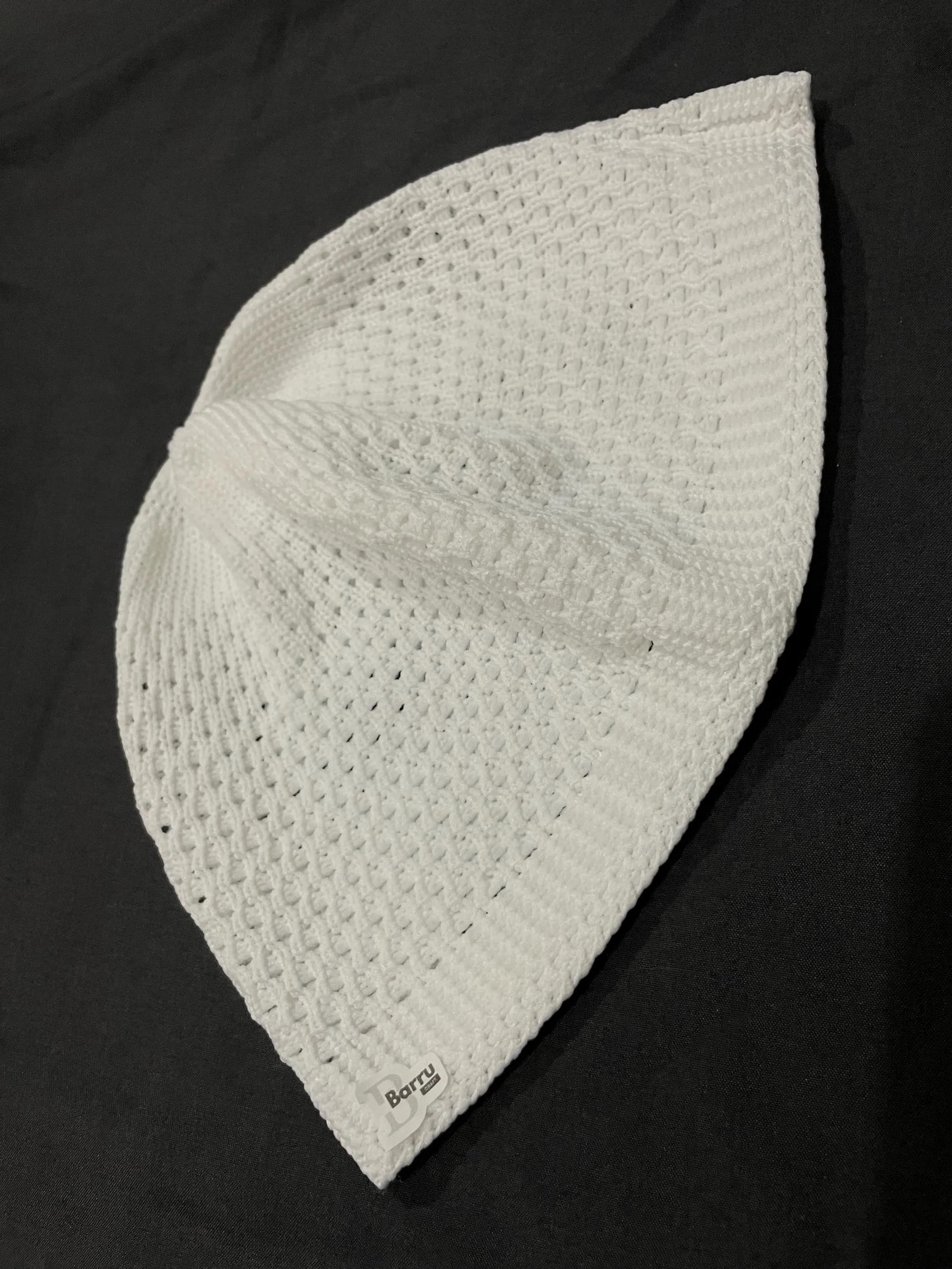 White Nylon Kufi Cap, Muslim Prayer Hat, Stretchy Head Cover - image 2