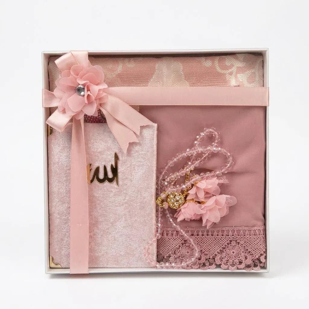 Bridal Prayer Rug Gift Set, Muslim Wedding, Tafta Mat, Yaseen, Tasbih, Cover