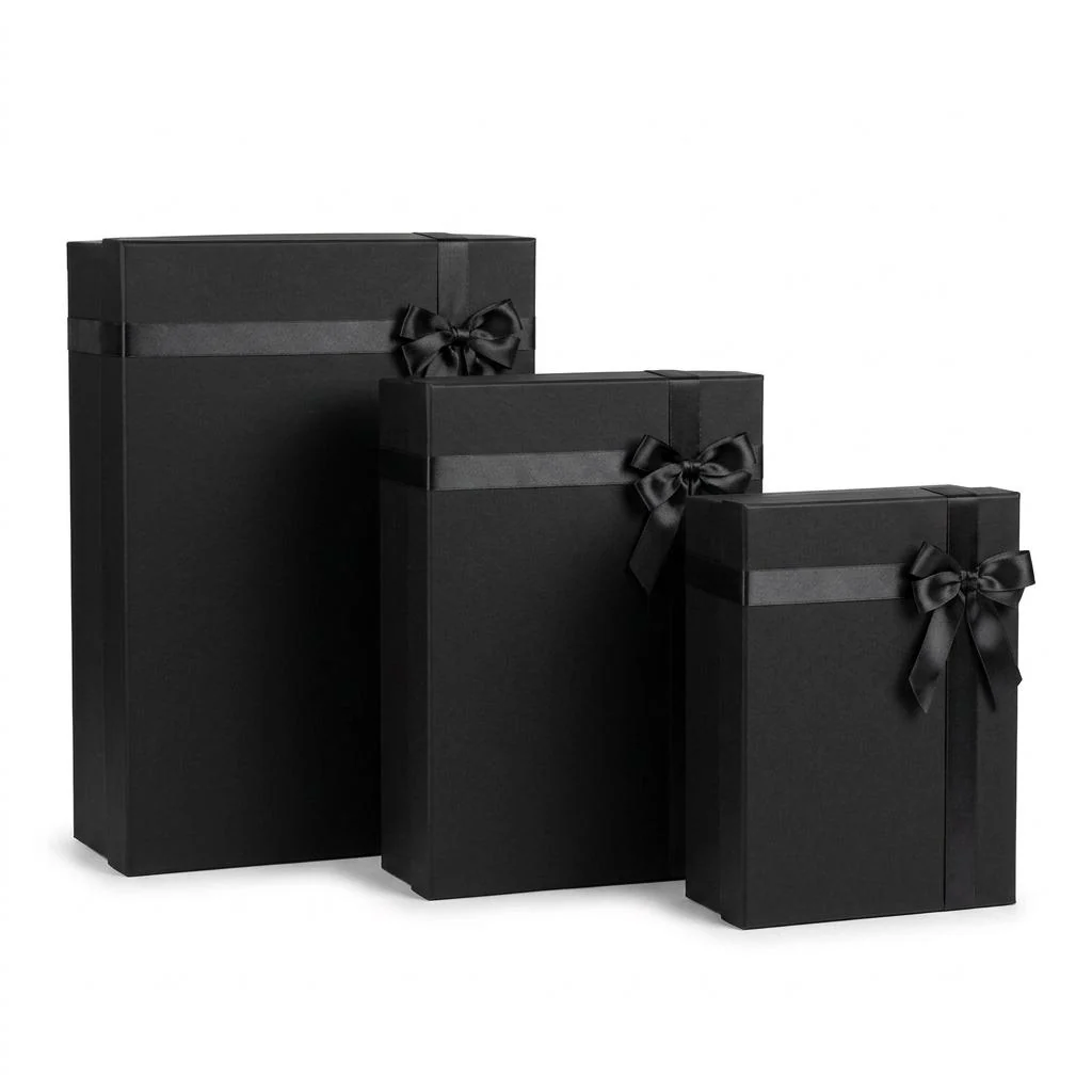 Black Groom Gift Box Set, 3-Piece Dowry Packaging with Belt Box, Wedding Engagement Nikah