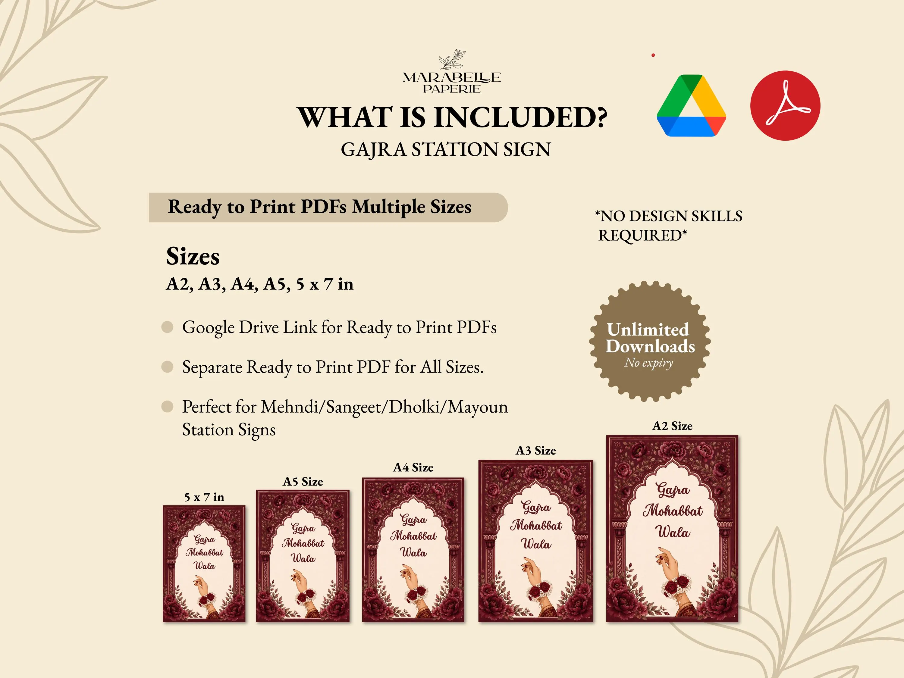 Gajra Mohabbat Wala Sign Printable | Mehndi Station Sign Sangeet Dholki Mayoun Indian Wedding Decor - image 5