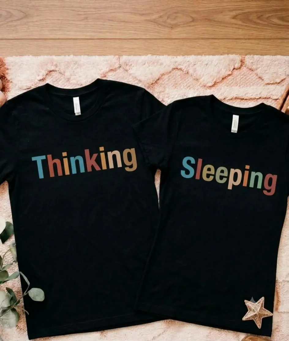 Matching Couple Shirts, Custom Quote T-Shirt Set, His and Hers T-Shirt, Anniversary Gift for Couples, Aesthetic Colorful Lettering White Tee