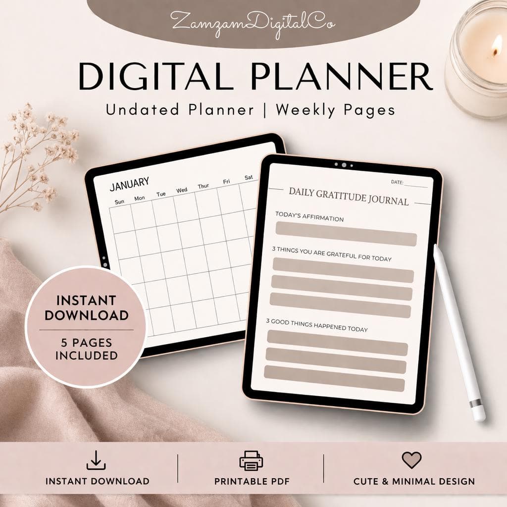 12 Week Planner Printable | Daily Weekly Goal Planner | Habit Tracker PDF | Digital Download.