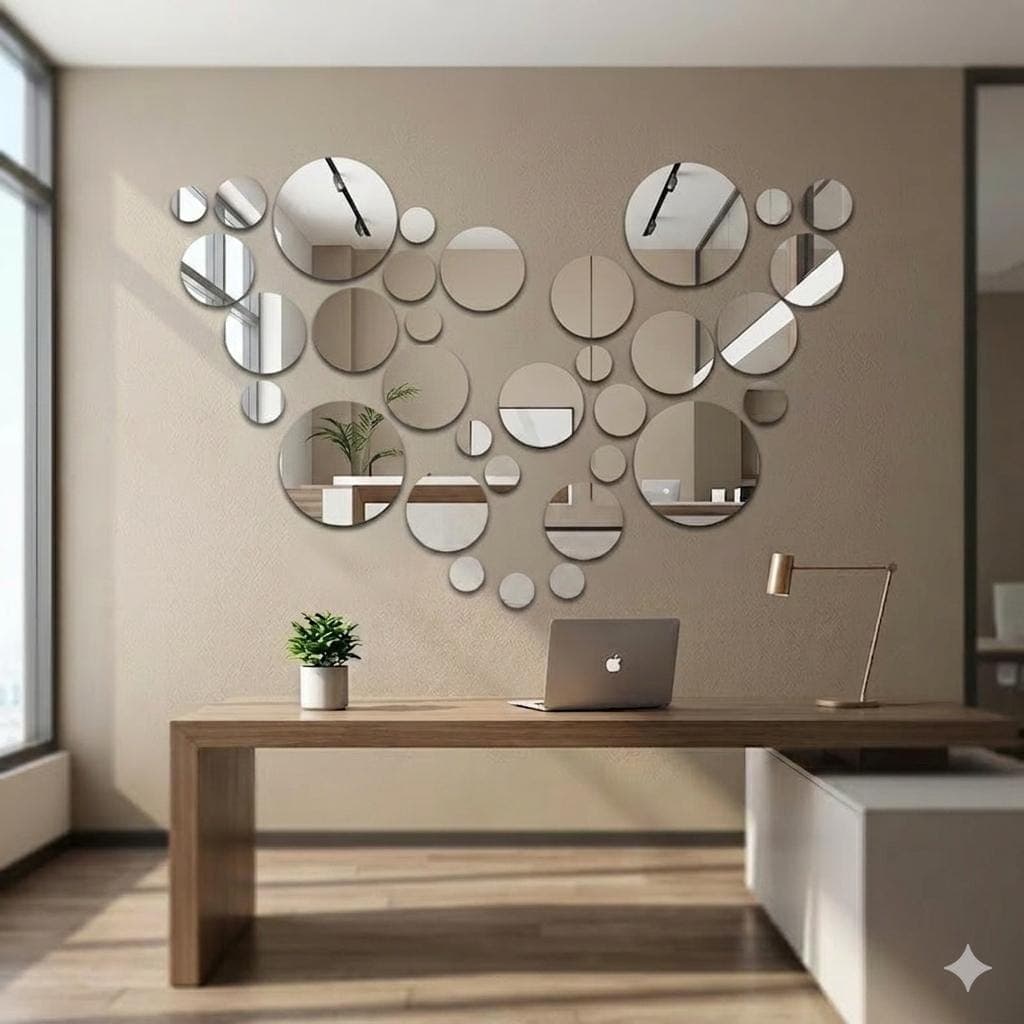 20pcs 3D Acrylic Mirror Round Wall Stickers – Modern Geometric Decor (20 Pieces) - image 5
