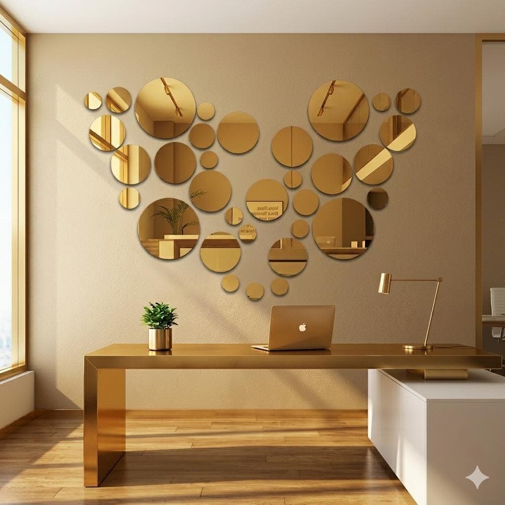 20pcs 3D Acrylic Mirror Round Wall Stickers – Modern Geometric Decor (20 Pieces) - image 3