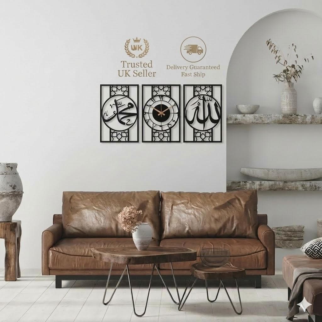 Clock Allah Muhammad Design Islamic Wall Art decor Muslim Home Gift Eid Gift - image 4