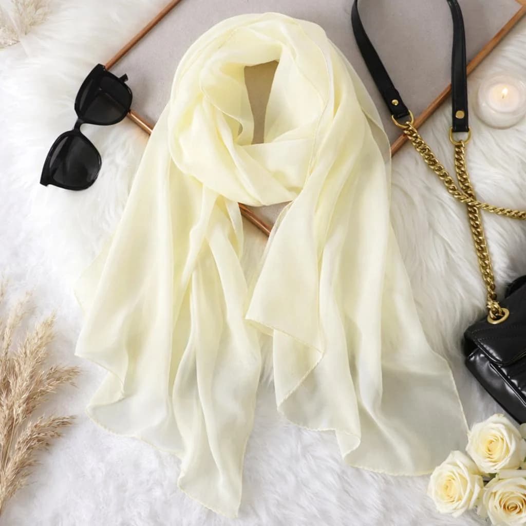 Lightweight Chiffon Scarf, Silk Feel Shawl, Summer Beach Wrap, Elegant Headscarf Hijab
