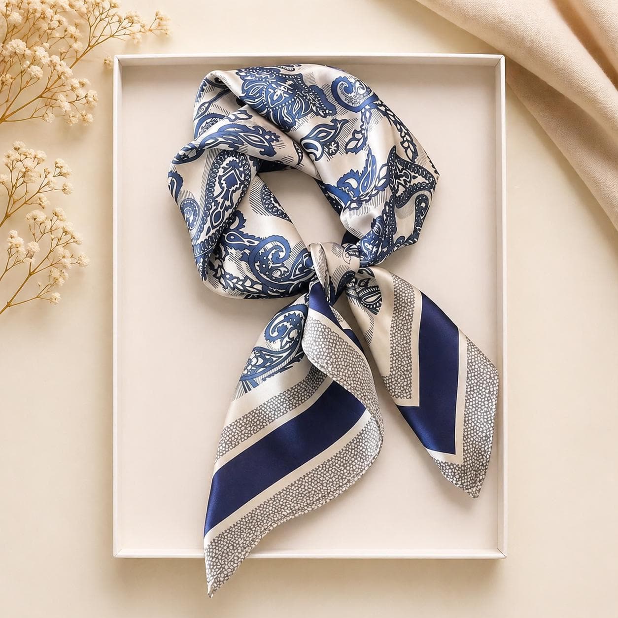 Luxury Satin Silk Scarf, Floral Bandana Hair Wrap, Elegant Square Scarf Gift For Her - image 5