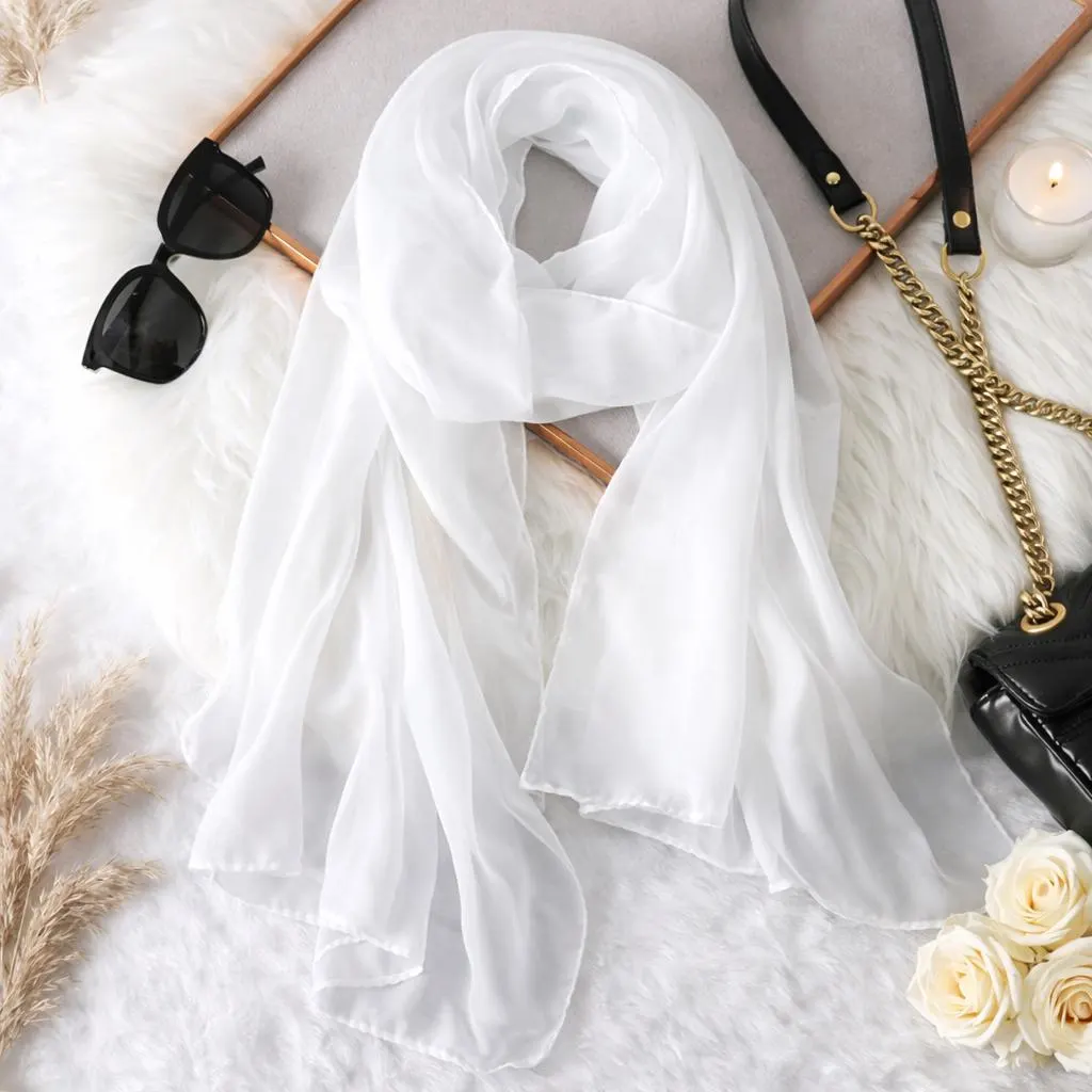 Lightweight Chiffon Scarf, Silk Feel Shawl, Summer Beach Wrap, Elegant Headscarf Hijab - image 3