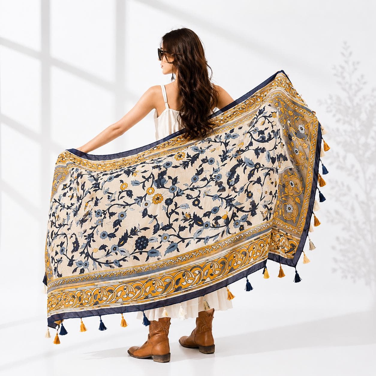 Boho Mandala Scarf Shawl, Bohemian Wrap, Festival Knif, Beach Cover Up, Womens Scarf Gift - image 4