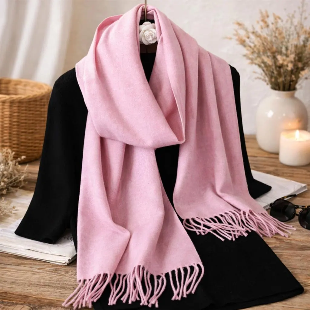 Soft Sage Green Pashmina Feel Scarf, Warm Winter Shawl Wrap, Long Tassel Scarf, Cozy Gift for Her, Elegant Women Stole - image 4