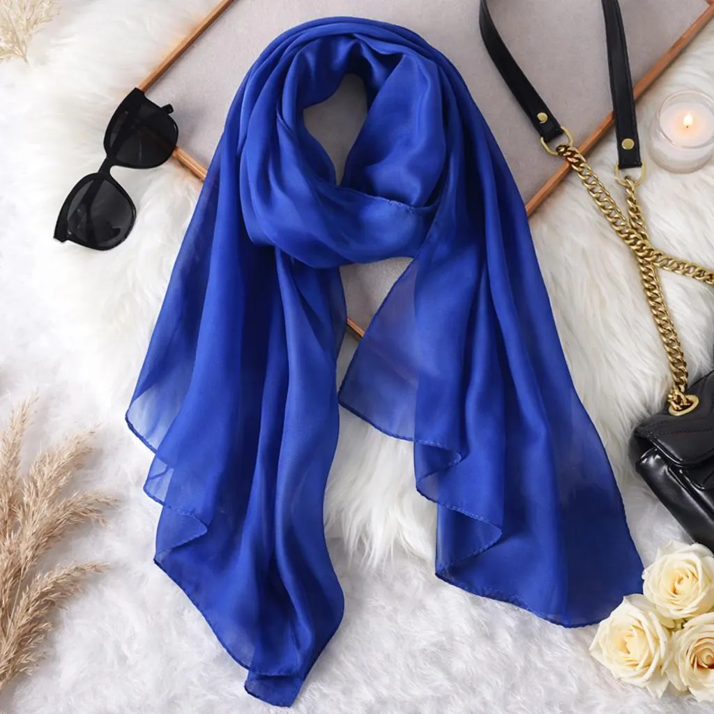 Lightweight Chiffon Scarf, Silk Feel Shawl, Summer Beach Wrap, Elegant Headscarf Hijab - image 5