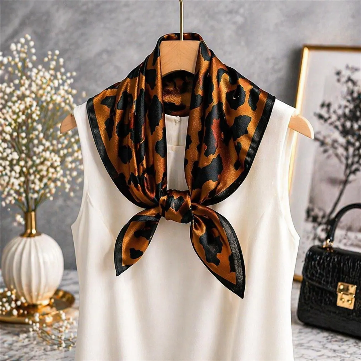 Floral Cotton Square Scarf, Lightweight Neck Headscarf, Elegant Fashion Accessory - image 3