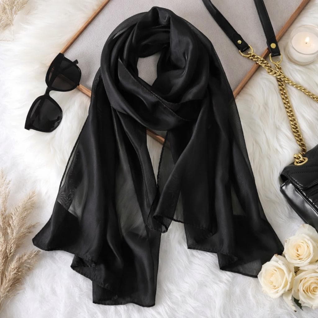 Lightweight Chiffon Scarf, Silk Feel Shawl, Summer Beach Wrap, Elegant Headscarf Hijab - image 4