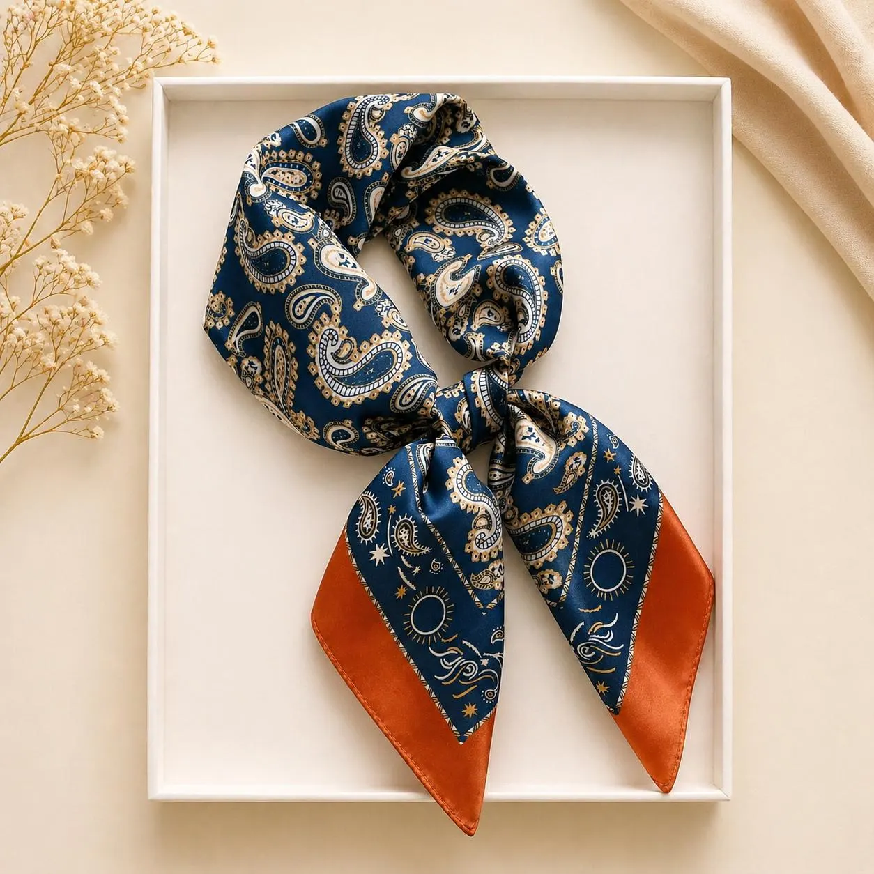Luxury Satin Silk Scarf, Floral Bandana Hair Wrap, Elegant Square Scarf Gift For Her - image 2