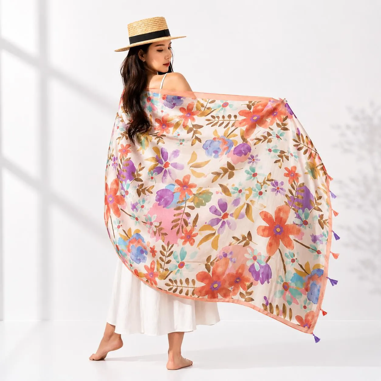 Boho Mandala Scarf Shawl, Bohemian Wrap, Festival Knif, Beach Cover Up, Womens Scarf Gift - image 3