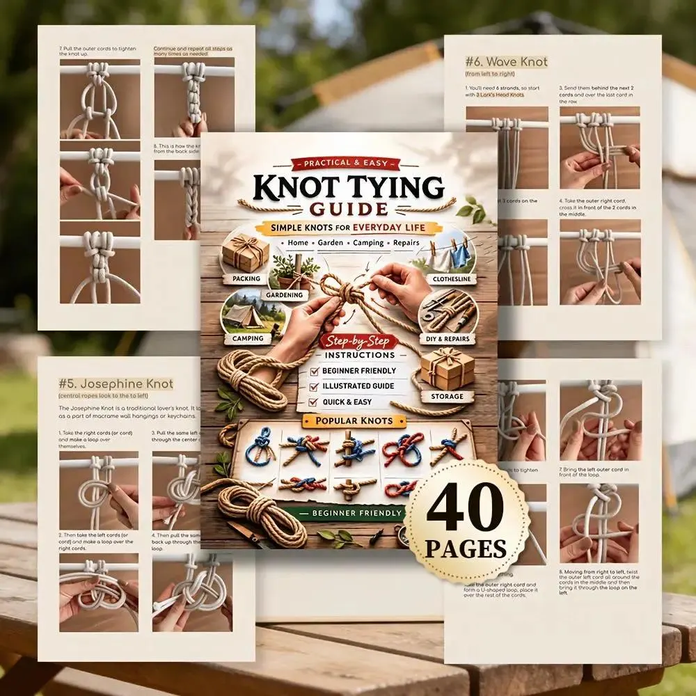 Step-by-Step Illustrated Knot Tying Guide | 40-Page Outdoor Survival Manual (PDF)
