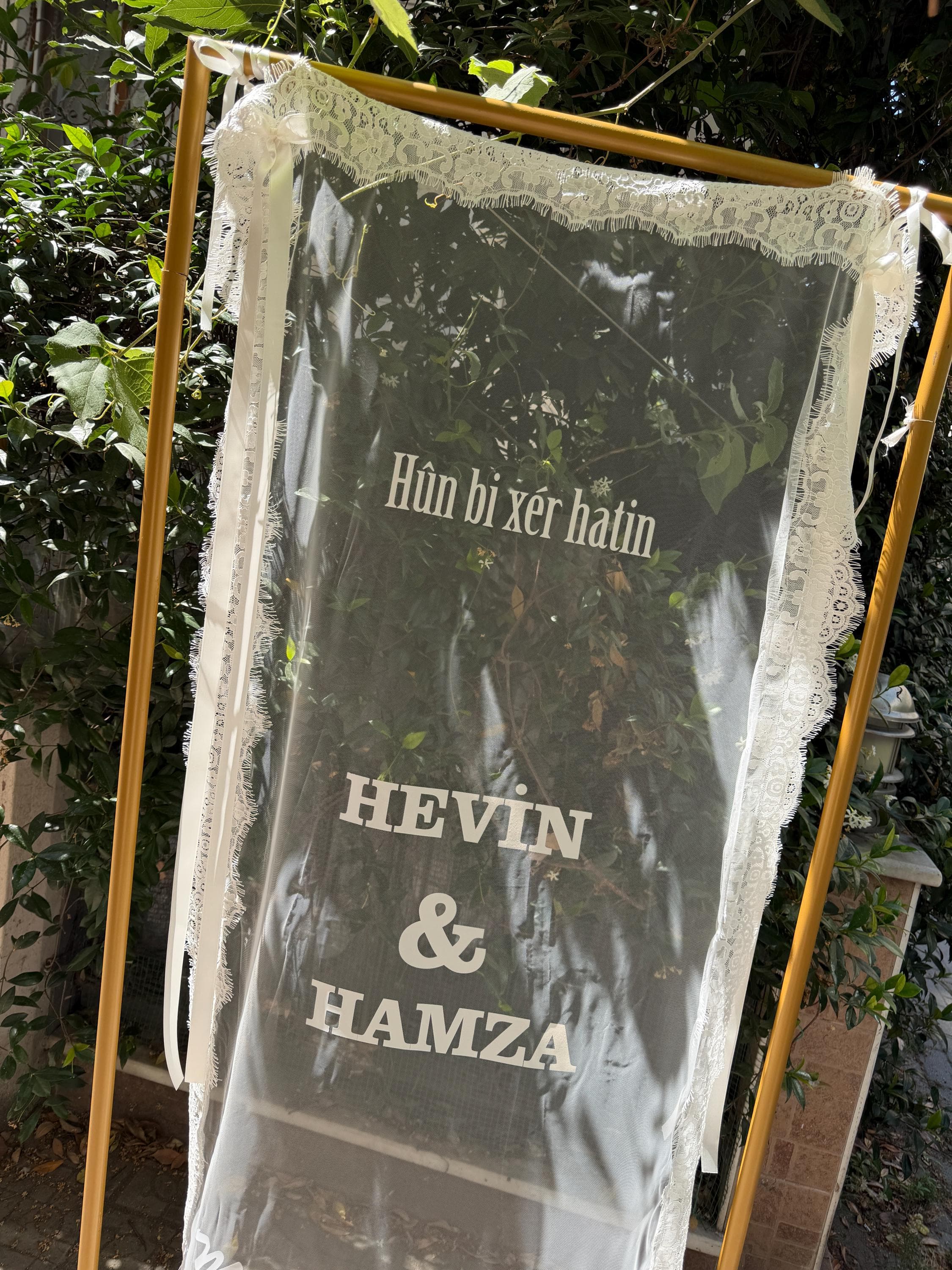 Lace Wedding Welcome Sign, Sheer Tulle Ceremony Banner, Vintage Personalized Entrance Decor, Custom Language - image 5