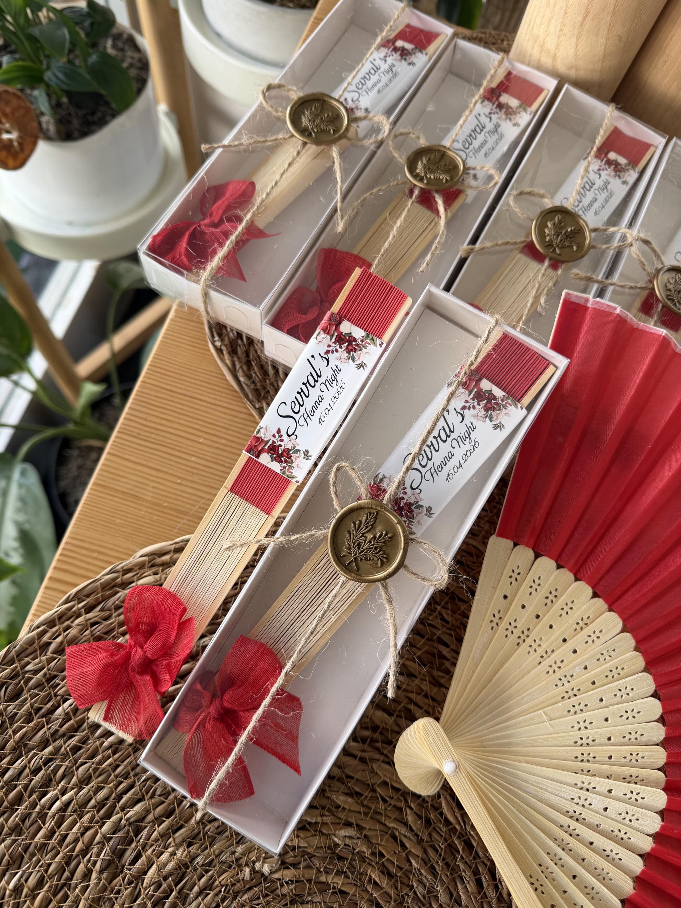 Personalized Spanish Hand Fan Wedding Favors, Bamboo Silk Fan, Henna Night Guest Gift - image 5