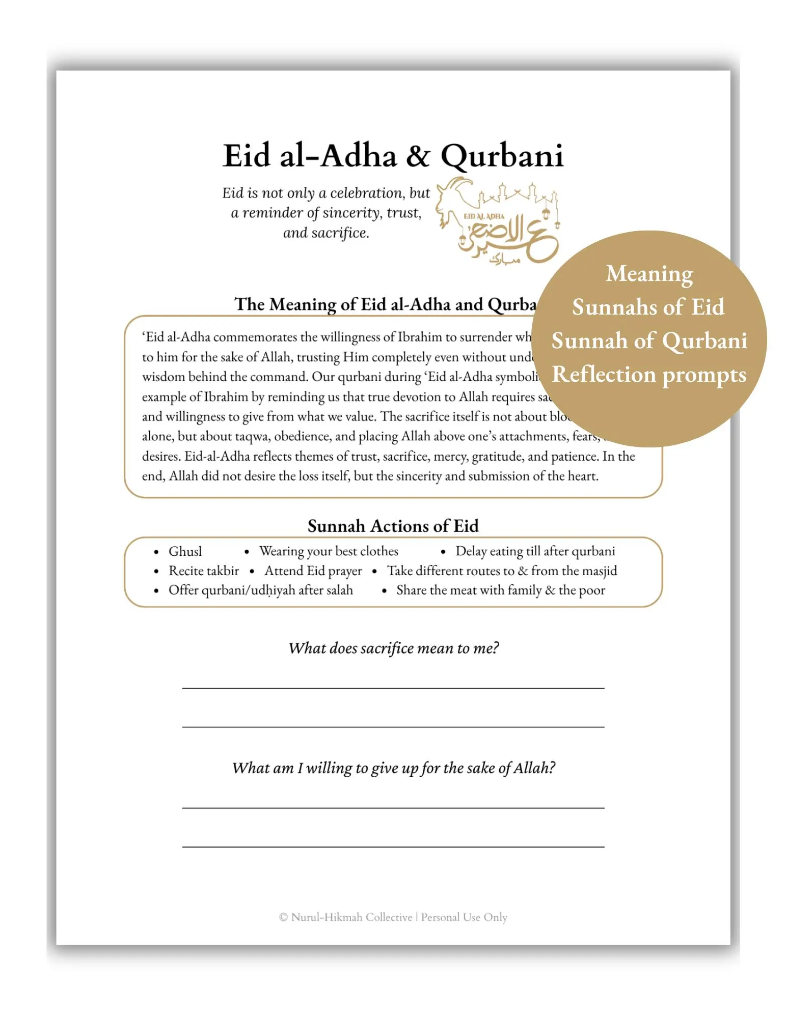Dhul Hijjah Planner | 10 Day Islamic Worship Planner | Day of Arafah & Eid al-Adha Printable | Muslim Dhikr and Ibadah Planner PDF - image 4