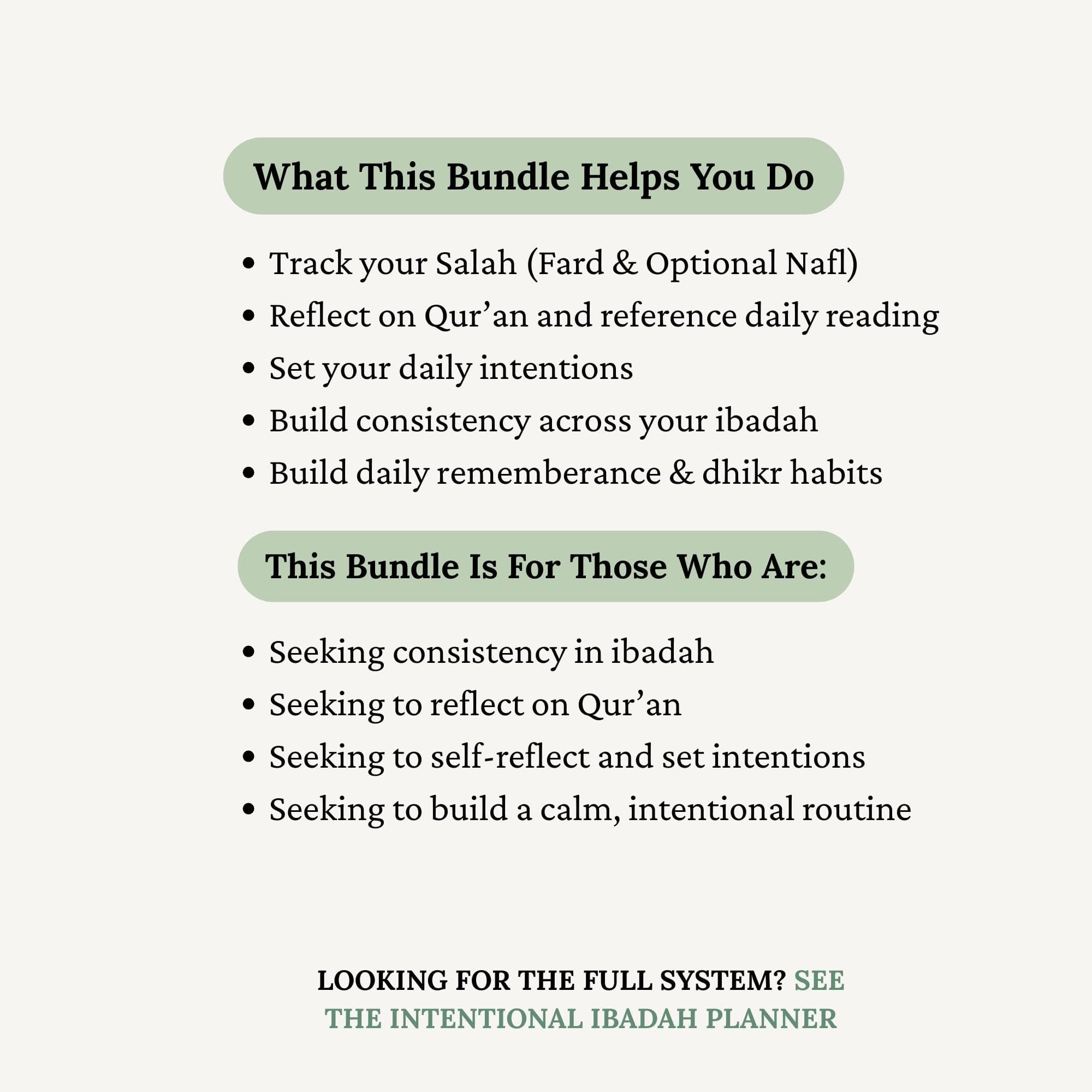 Daily Ibadah Planner Printable PDF, Salah Tracker, Quran Reflection, Intention page, Islamic Worship Routine Bundle, Muslim Planner, Prayer - image 4