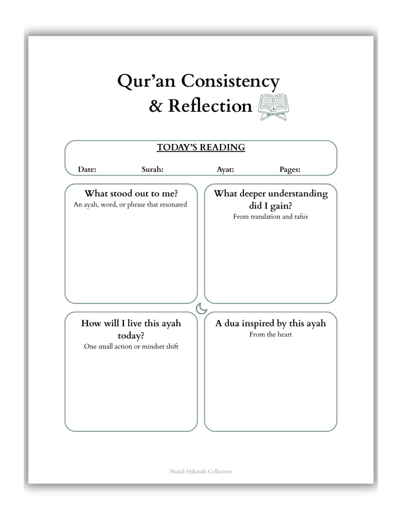 Quran Reflection Printable PDF, Islamic Journal Page, Muslim Planner Page, Quran Study Worksheet, Tafsir Reflection, Ayat Tracker, Ibadah - image 4