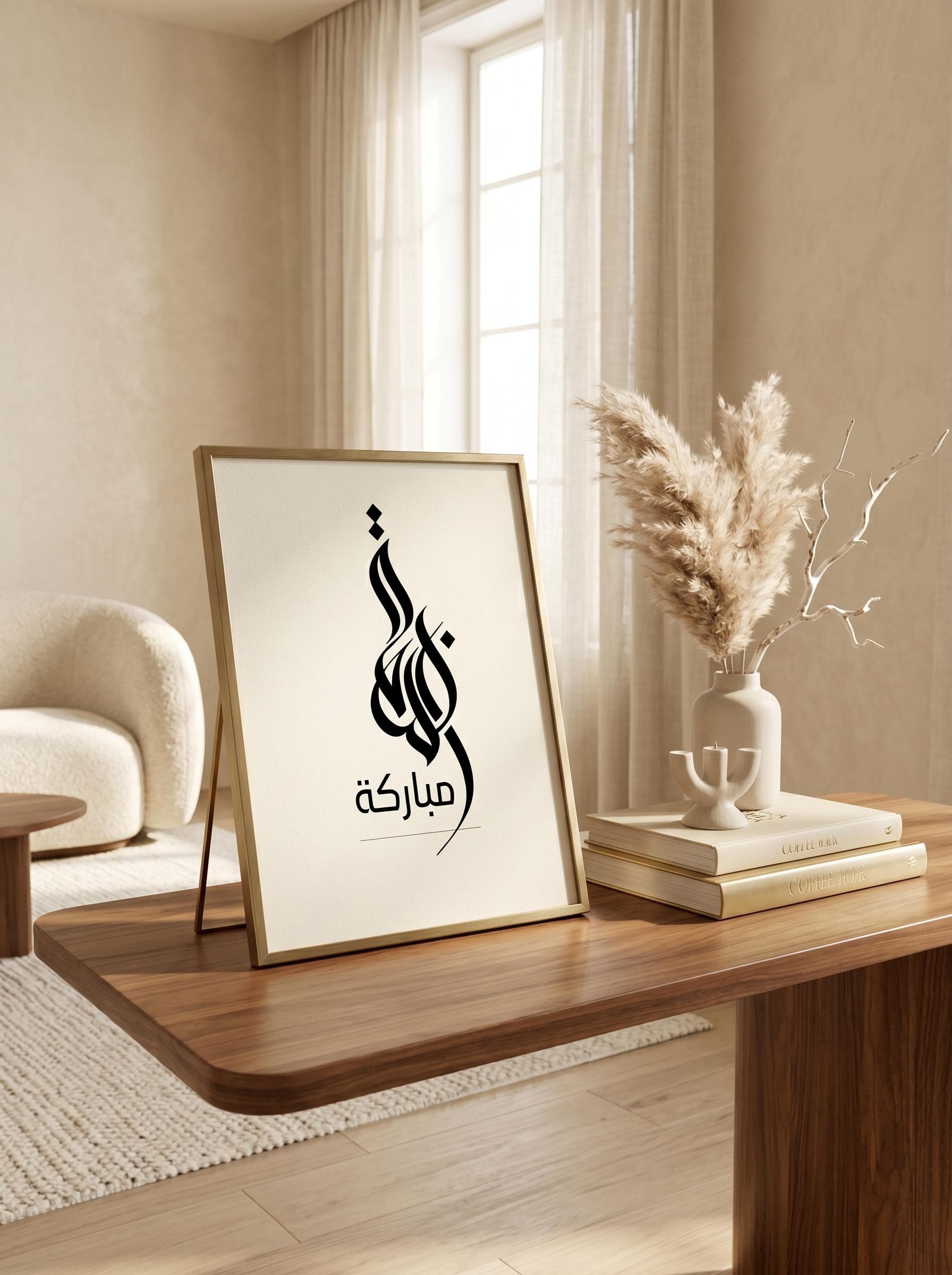 Eid Mubarak Arabic Calligraphy Wall Art, Blessed Life Islamic Print, Muslim Home Decor, Minimalist room art, Instant Download PNG PDF