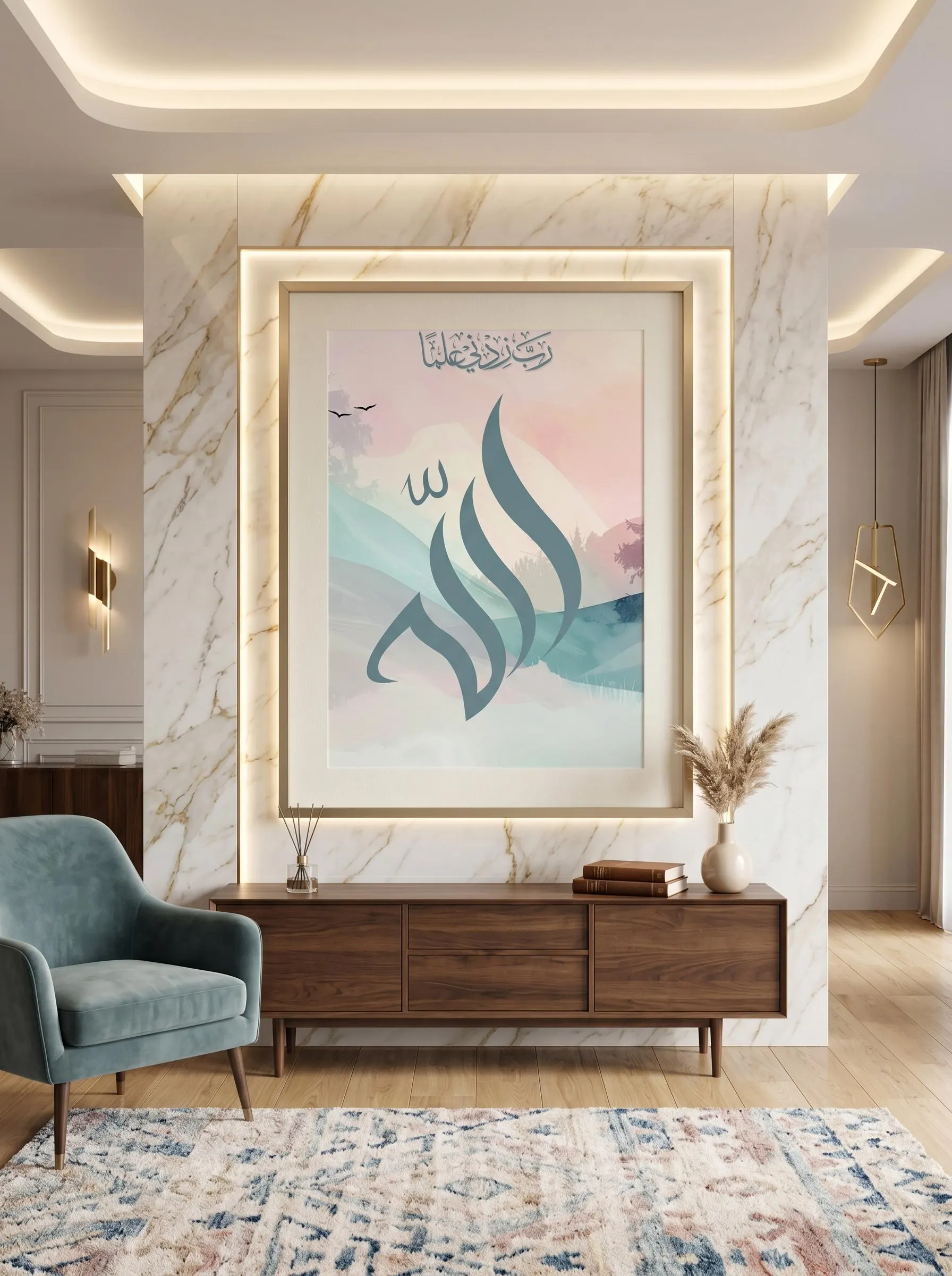 Rabbi Zidni Ilma Print, Allah Name Wall Art, Pastel Islamic Nursery Decor, Kids Muslim Poster, Eid Gift for Children Digital Download - image 2