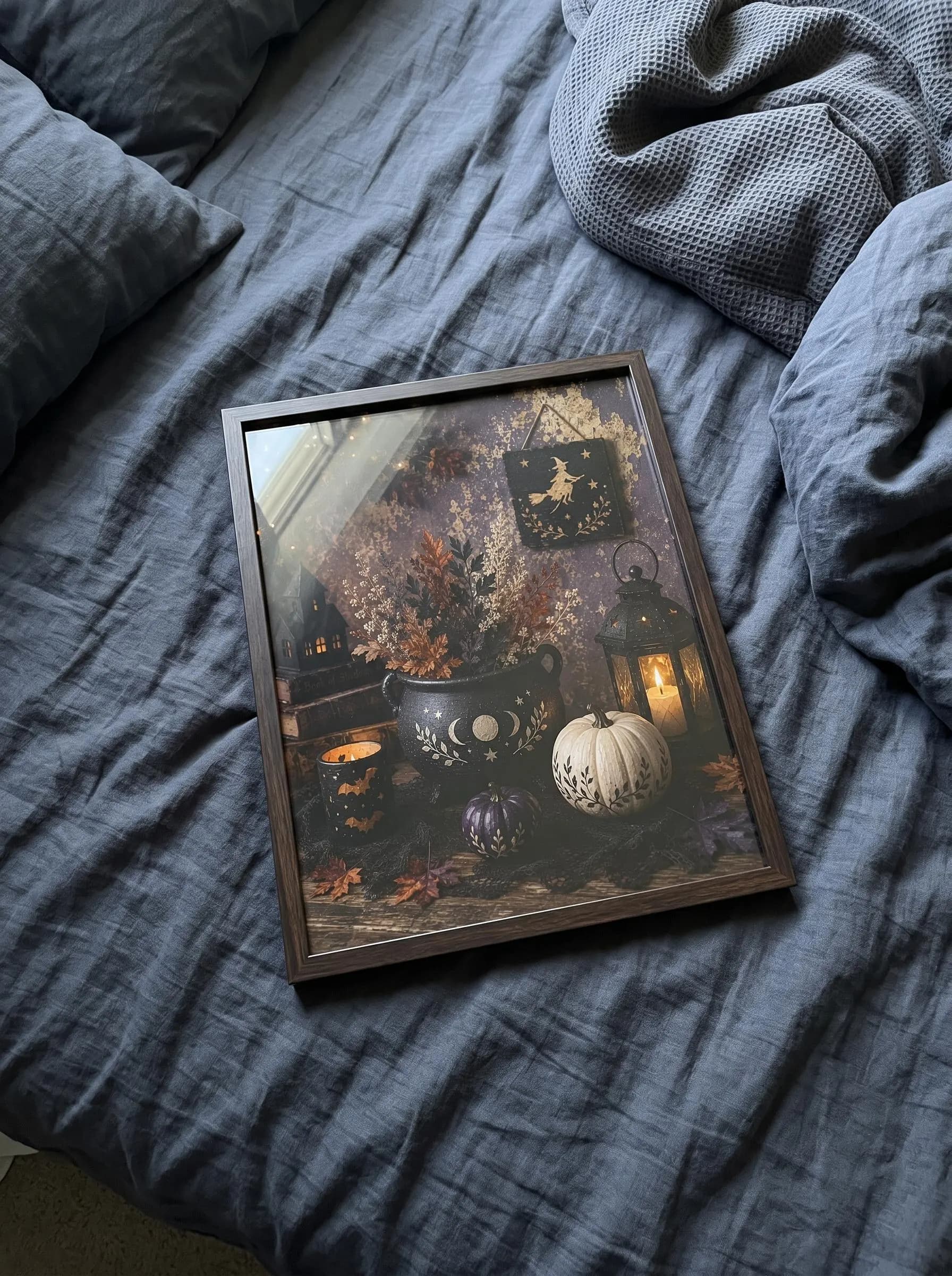 Witchy Halloween Cauldron Print, Moon Phase Book Of Shadows Wall Decor, Dark Cottagecore Home Art - image 3