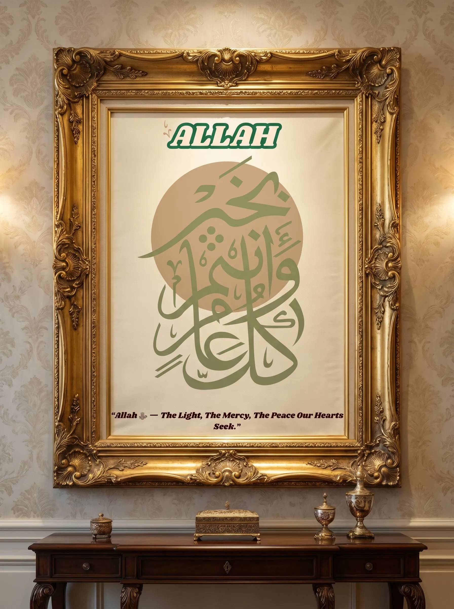 Olive Green Terracotta Wall Art | islamic Calligraphy poster | Allah Name Print | Muslim Room Decoration | Eid Ramadan Gift | Digital Png - image 4