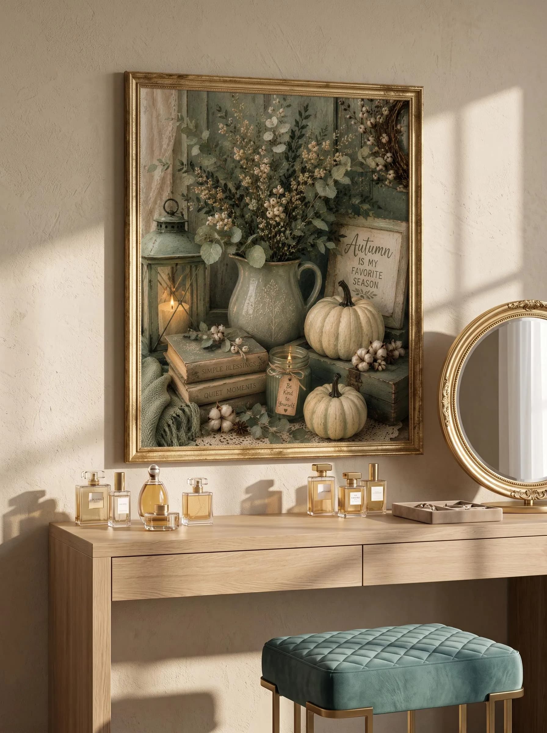 Fall Quote Wall Art Print, Autumn Is My Favorite Season Sign, Sage Green Vintage Farmhouse Poster, Cozy Pumpkin Home Decor Printable - image 5