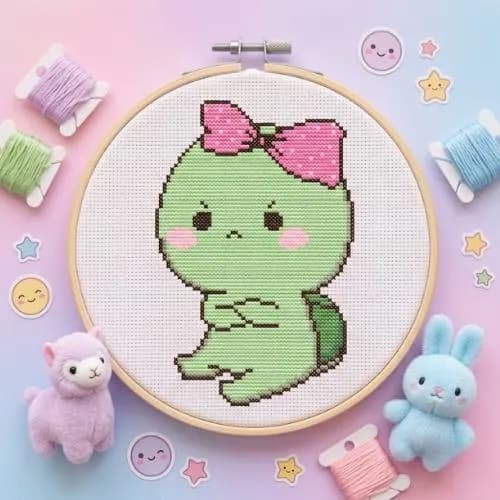 Kawaii Turtle Cross Stitch Pattern, Animal Embroidery PDF, Beginner Nursery Chart (Digital Download) - image 2