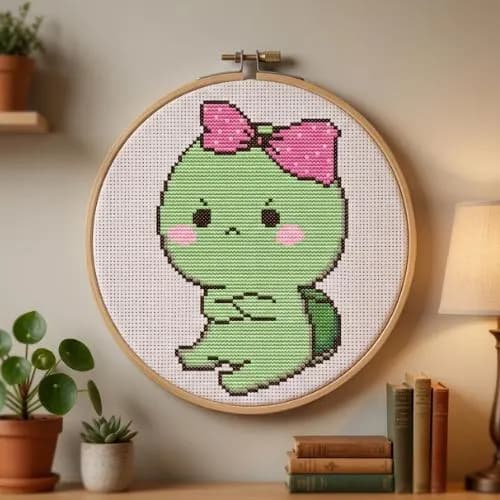 Kawaii Turtle Cross Stitch Pattern, Animal Embroidery PDF, Beginner Nursery Chart (Digital Download) - image 3