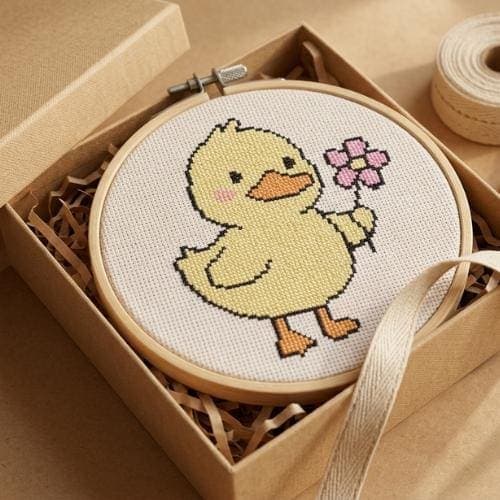 Duckling Flower Cross Stitch Pattern, Kawaii Animal Nursery Embroidery PDF - image 5