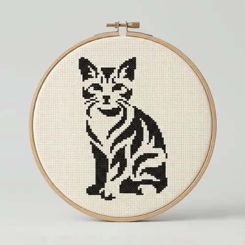 Attractive Cat Cross Stitch Pattern, Minimalist Silhouette Embroidery PDF, Unique Modern Animal Chart Download