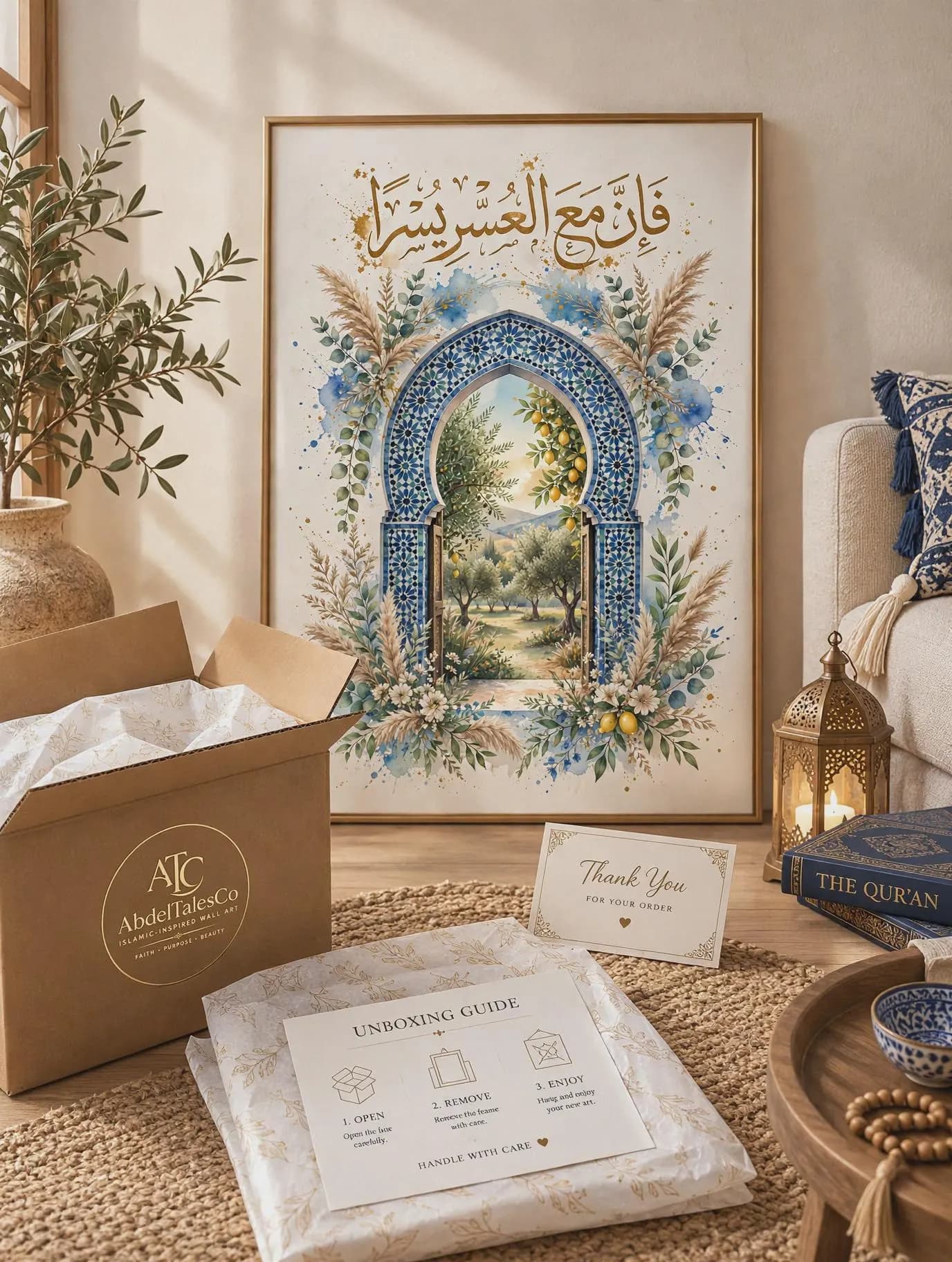 Fa Inna Maal Usri Yusra | Moroccan Garden Arch Islamic Wall Art | Boho Arabic - image 4