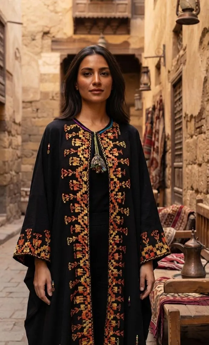 Siwa Style Cardigan | Handmade Tatreez Kaftan | Boho Festival Outfit