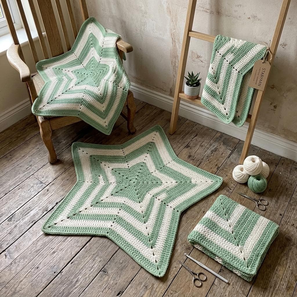 Star Blanket Crochet Pattern PDF, Crochet Baby Blanket Pattern, Five Point Afghan, Striped Throw Blanket, Easy Crochet PDF - image 4