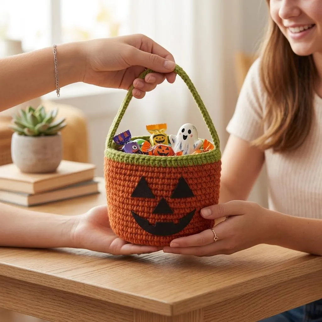Halloween Pumpkin Treat Bag Crochet Pattern PDF, Jack O Lantern Bag Pattern, Trick Or Treat Bag Crochet, Pumpkin Candy Bag