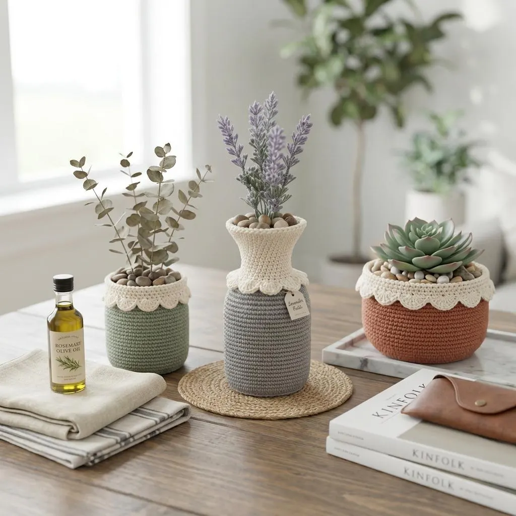 Tiny Flower Vase Crochet Pattern PDF, Crochet Mini Vase, Home Decor Pattern, Tiny Vase Crochet Pattern