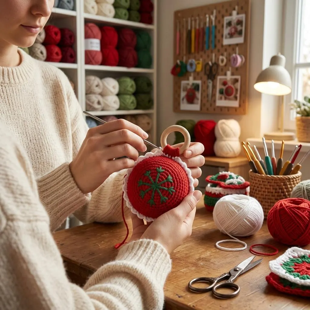 Crochet Christmas Bauble Pattern, Christmas Ball Ornament, Handmade Crochet Ornament, Beginner Christmas Decor PDF - image 5
