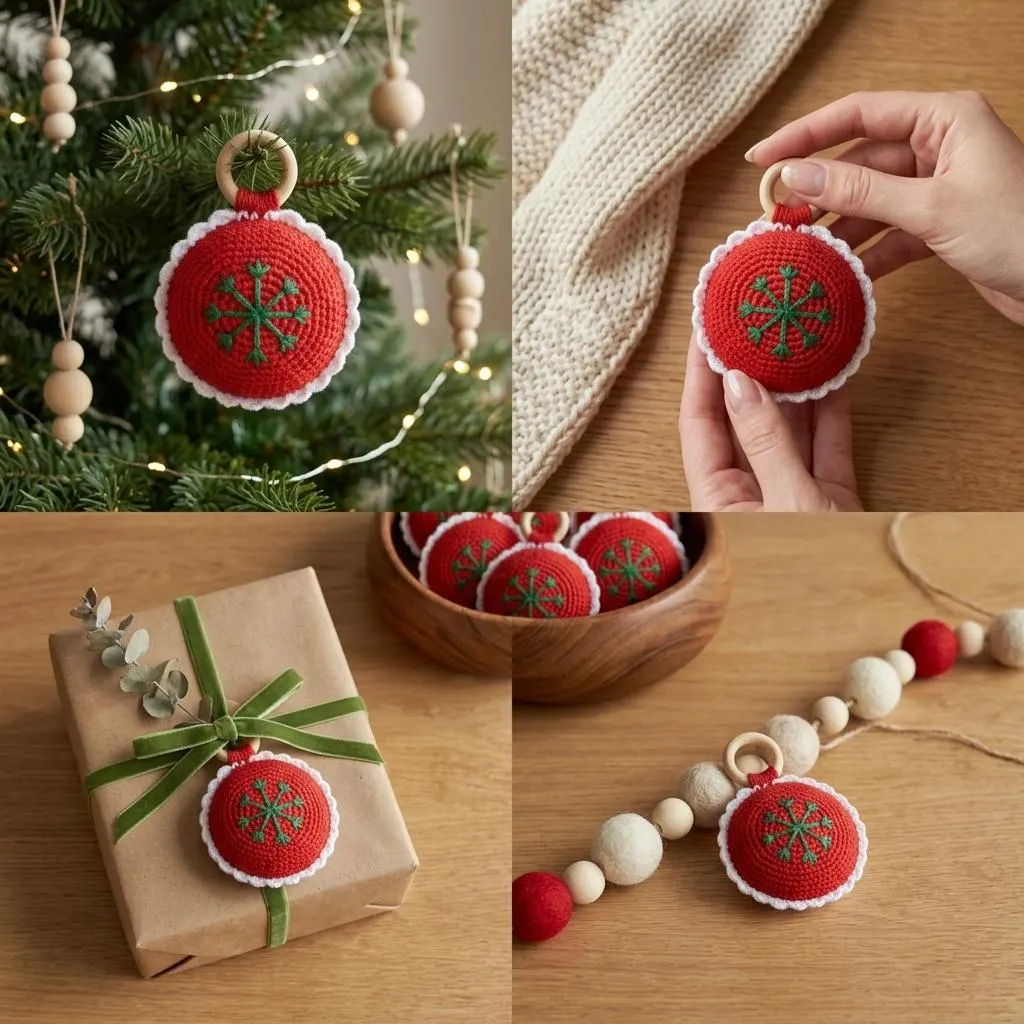 Crochet Christmas Bauble Pattern, Christmas Ball Ornament, Handmade Crochet Ornament, Beginner Christmas Decor PDF - image 4